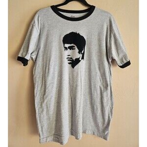 Five Town Bruce Lee T Shirt Gray Slim Fit Y2K Mens Size large